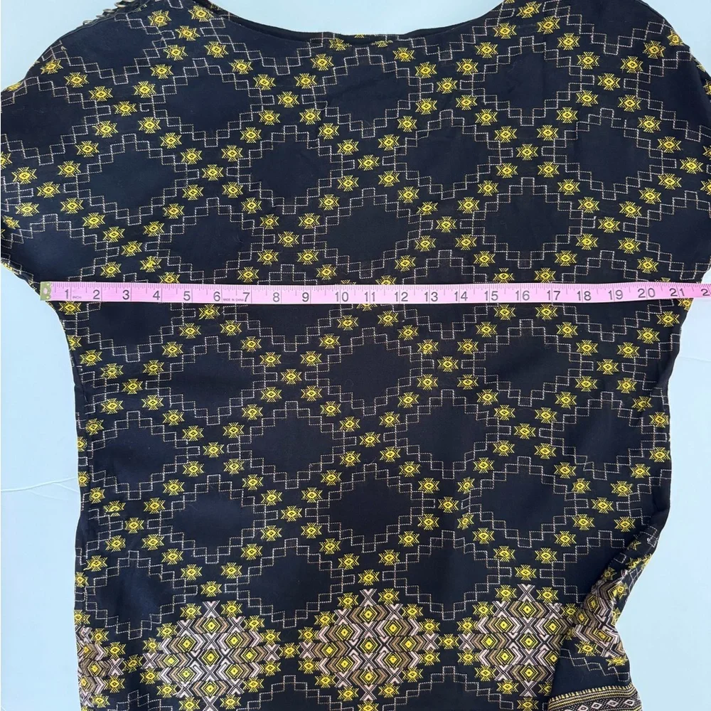 Free People New Romantics Dress Black Yellow Chain Sleeve Boho Size M - Picture 8 of 10